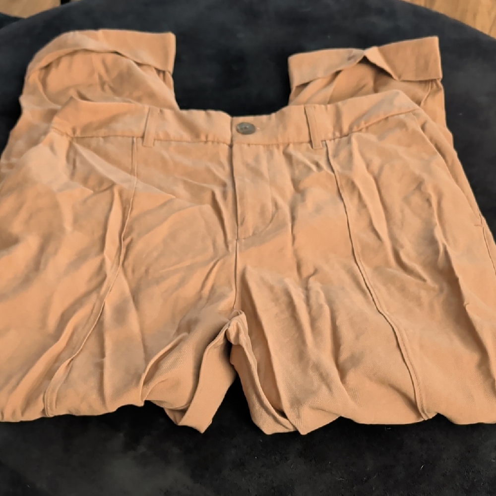 Tan High-Waisted Shorts